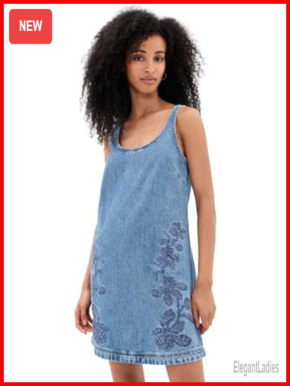 Madewell Denim Mini Dress Embroidered Floral Sleeveless Casual Summer
